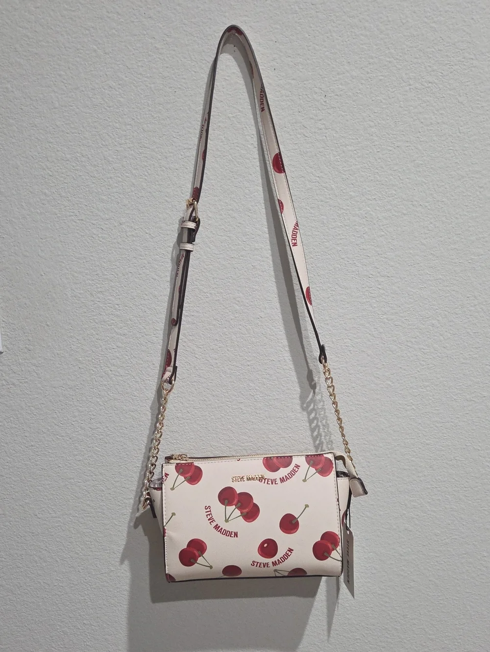 Steve Madden Cream Crossbody with Cherry Print NWT